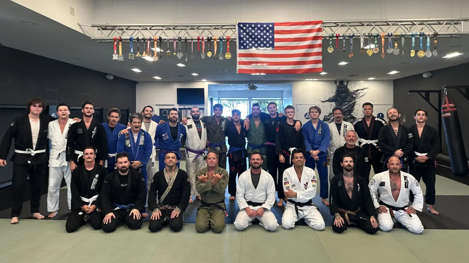 Peaceful Warrior JiuJitsu and Fitness students and coaches at the Dana Point academy