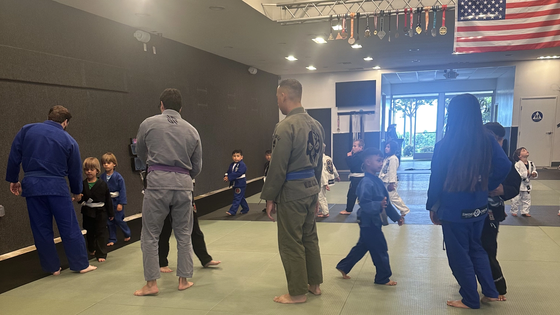 Kids Jiu-Jitsu training at Peaceful Warrior in Dana Point, California